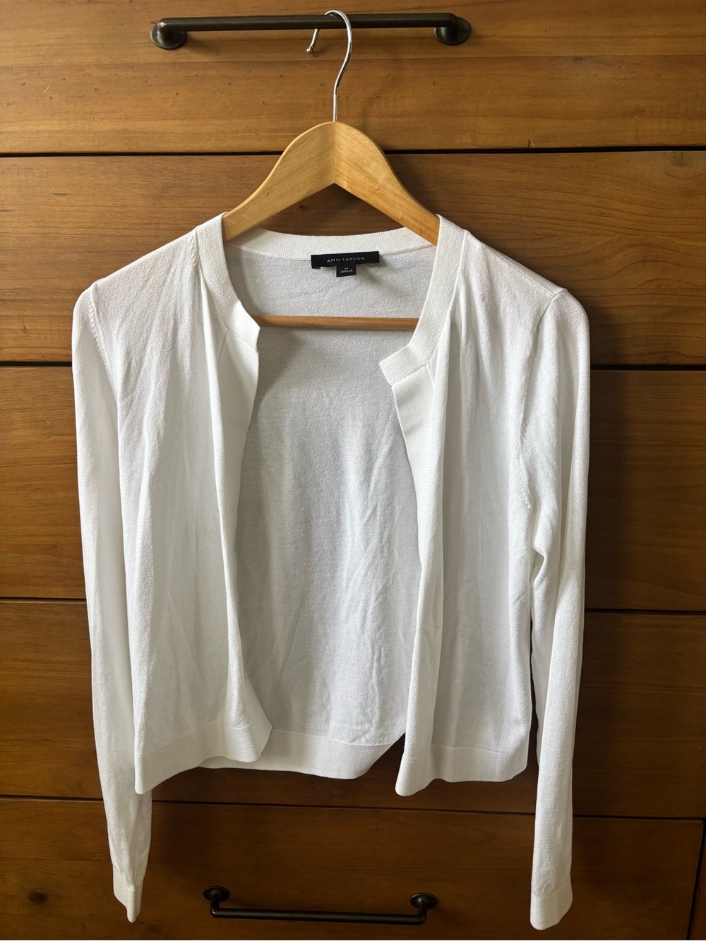 Ann Taylor White Cropped Open-Front Cardigan - Picture 5 of 7